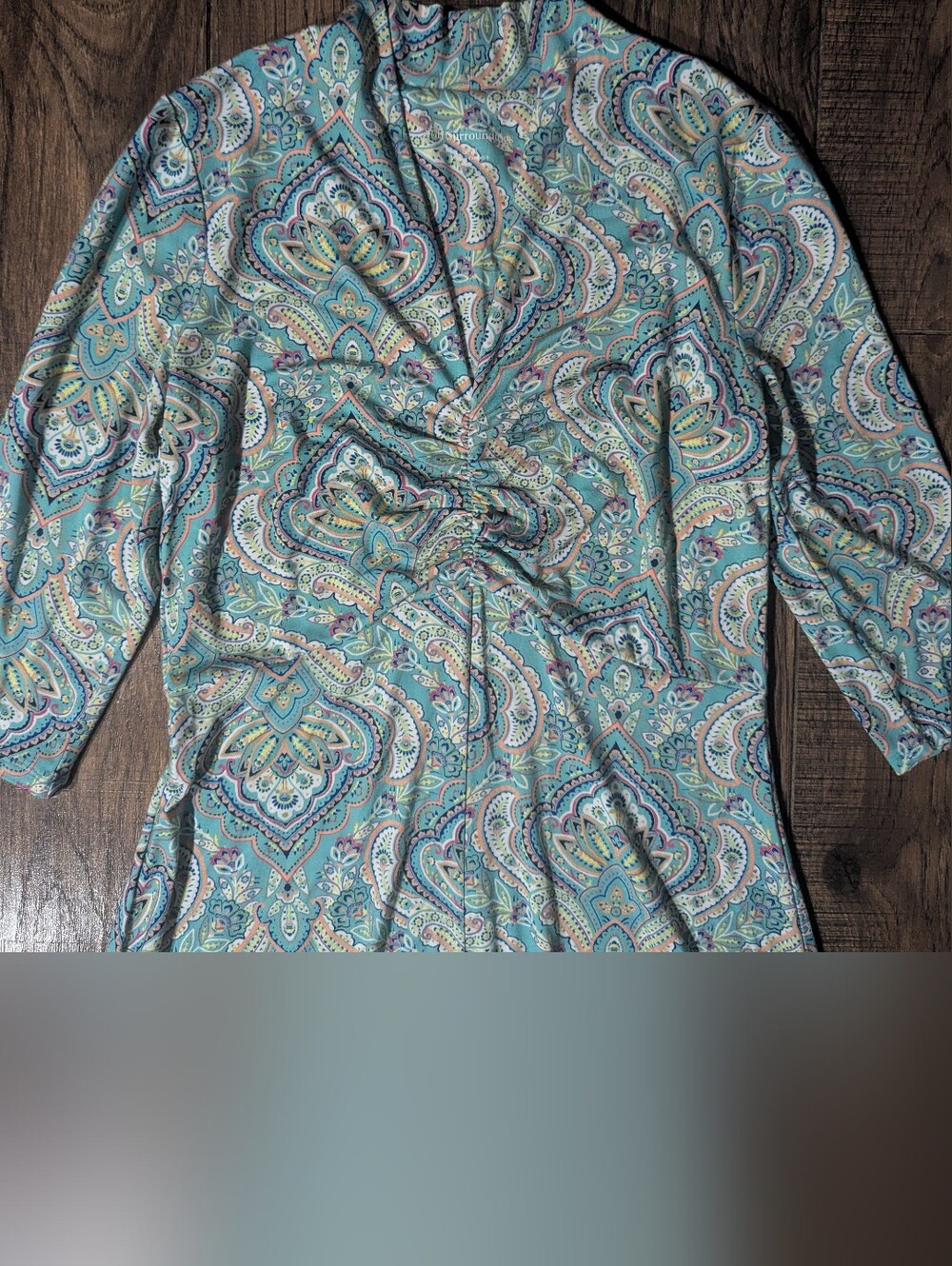 Soft Surroundings Women's Fit & Flare Midi Dress Sea Foam Green w/ Paisley Small - Picture 2 of 16